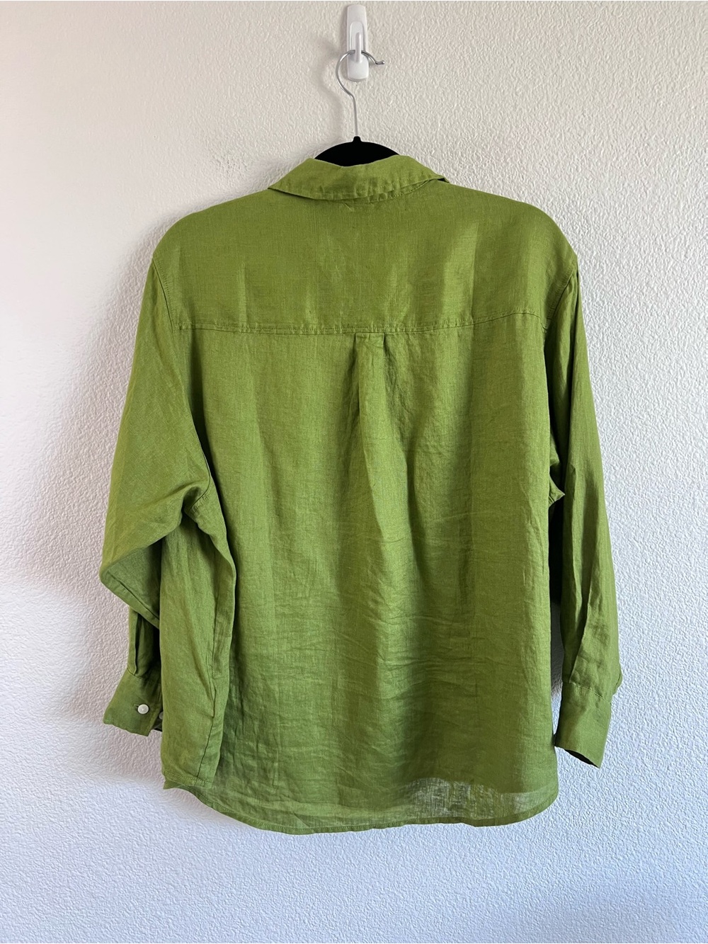 Gap Women's 100% Linen Big Shirt Button Down Calla Green Long Sleeve Coastal - Picture 4 of 8